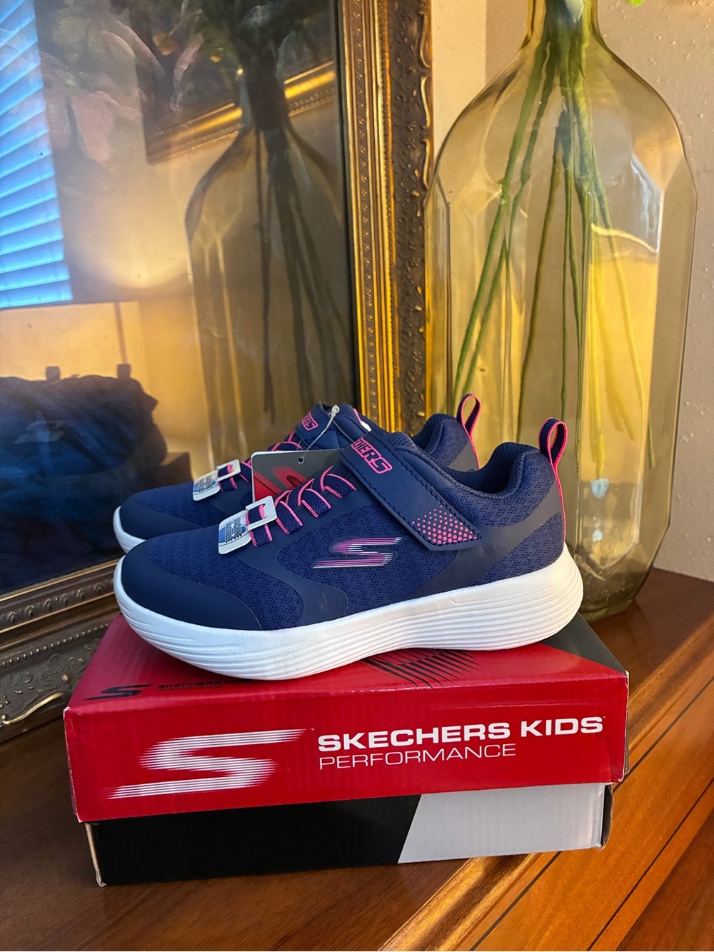 Skechers Kids Navy and Pink Athletic Sneakers size 12 NWT